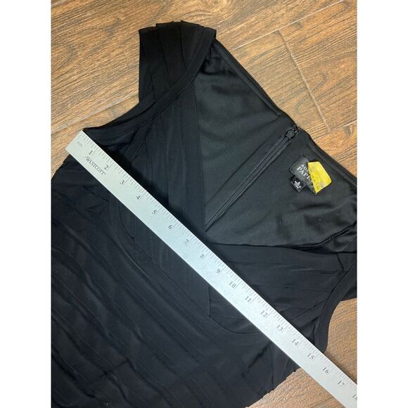 ADRIANNA PAPELL BLACK CAP SLEEVE STRETCHY KNEE LENGTH BANDAGE SHEATH DRESS 8 - Picture 10 of 12